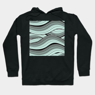 Mint Chip Waves | Wavy Digital Illustration | Mint Green and Black Hoodie